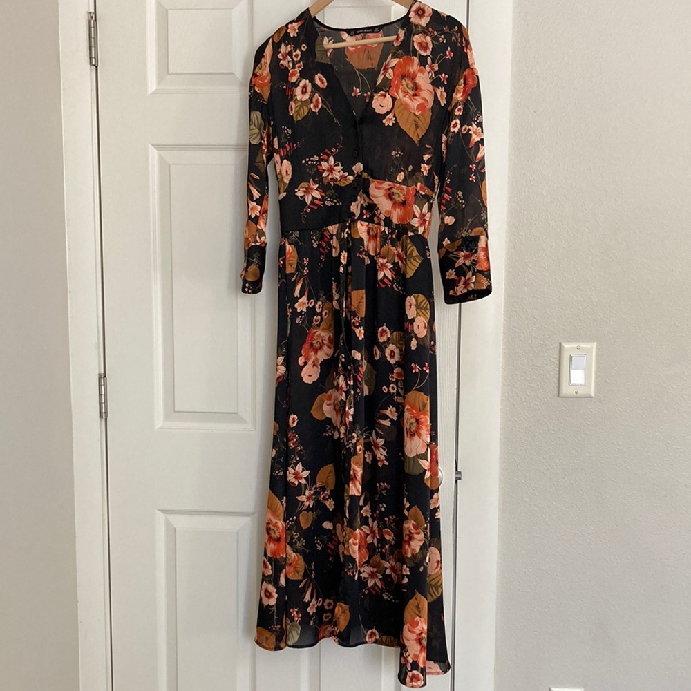 Zara Basics antique floral dress romper inner shorts victorian